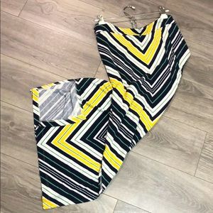 CATO Navy / White / Gold /Green Chevron Maxi Skirt